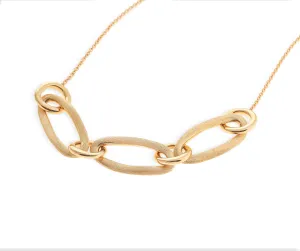 18K Yellow Gold Mixed Link Half Collar Necklace