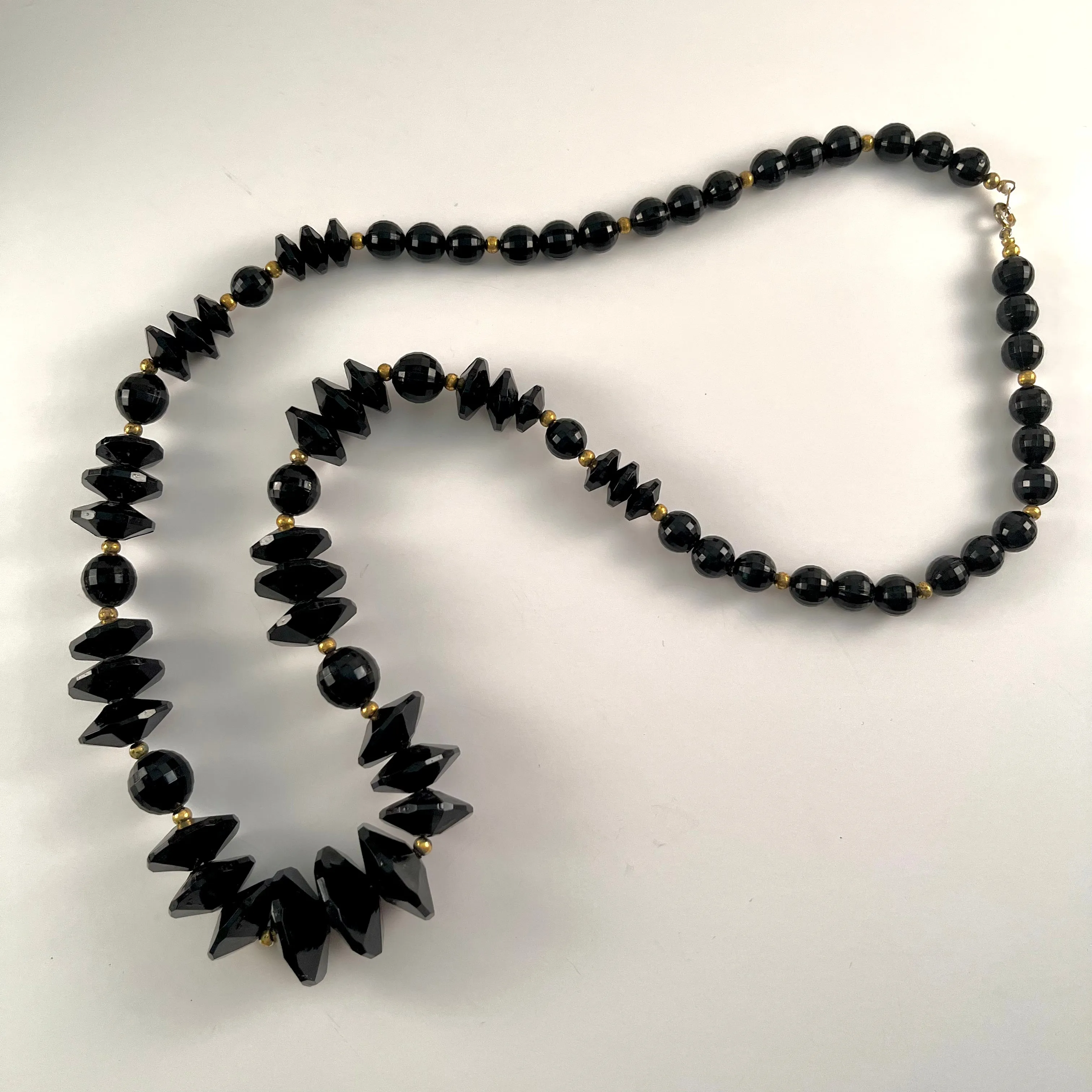 1980s Unique Black Bead Necklace