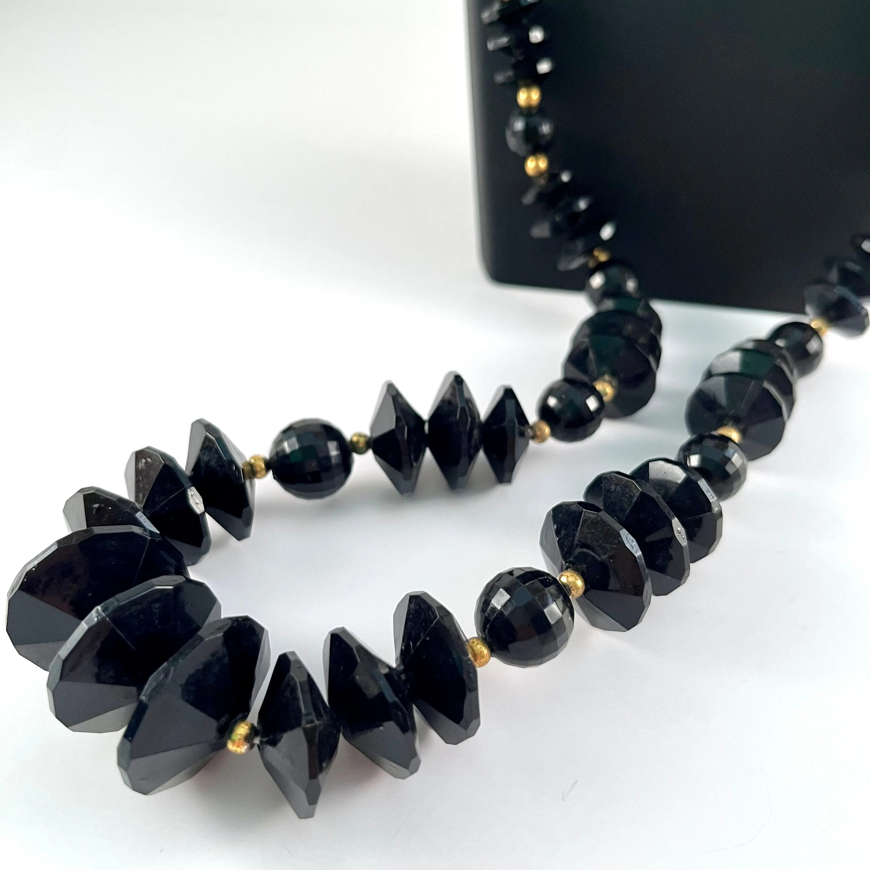 1980s Unique Black Bead Necklace