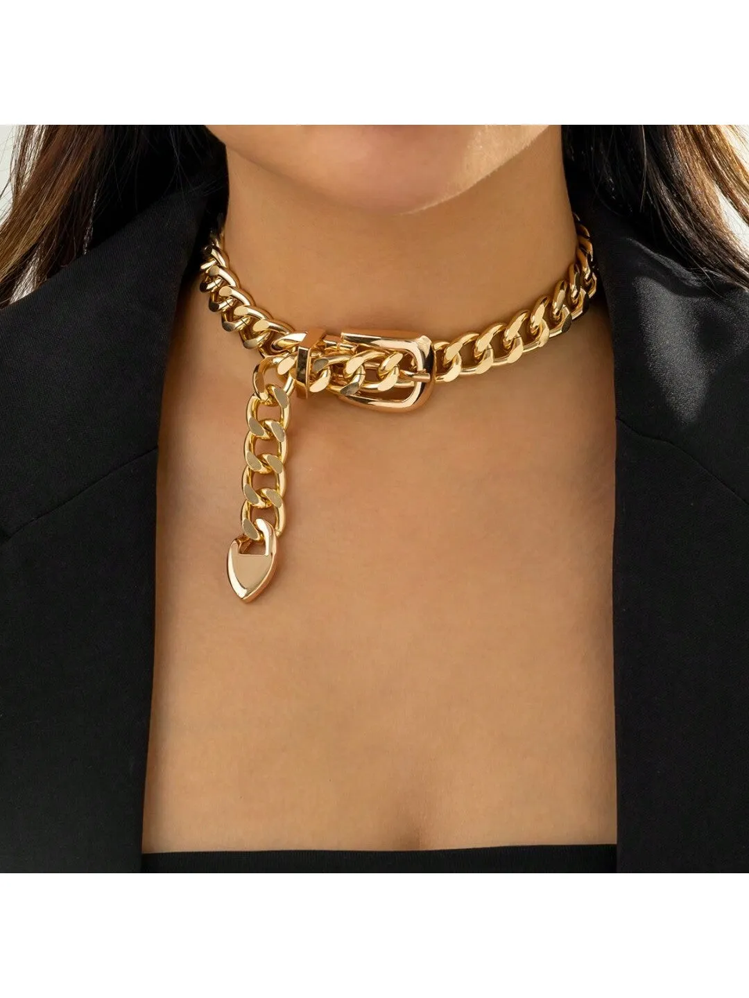 1pc Minimalist Punk Chain Belt Collarbone Chain Necklace