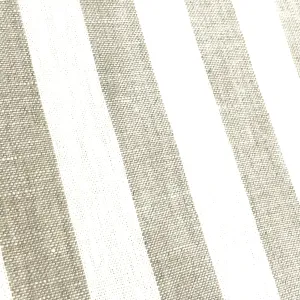 1" Oatmeal Stripe 100% Natural Linen Fabric By The Yard/CL1079