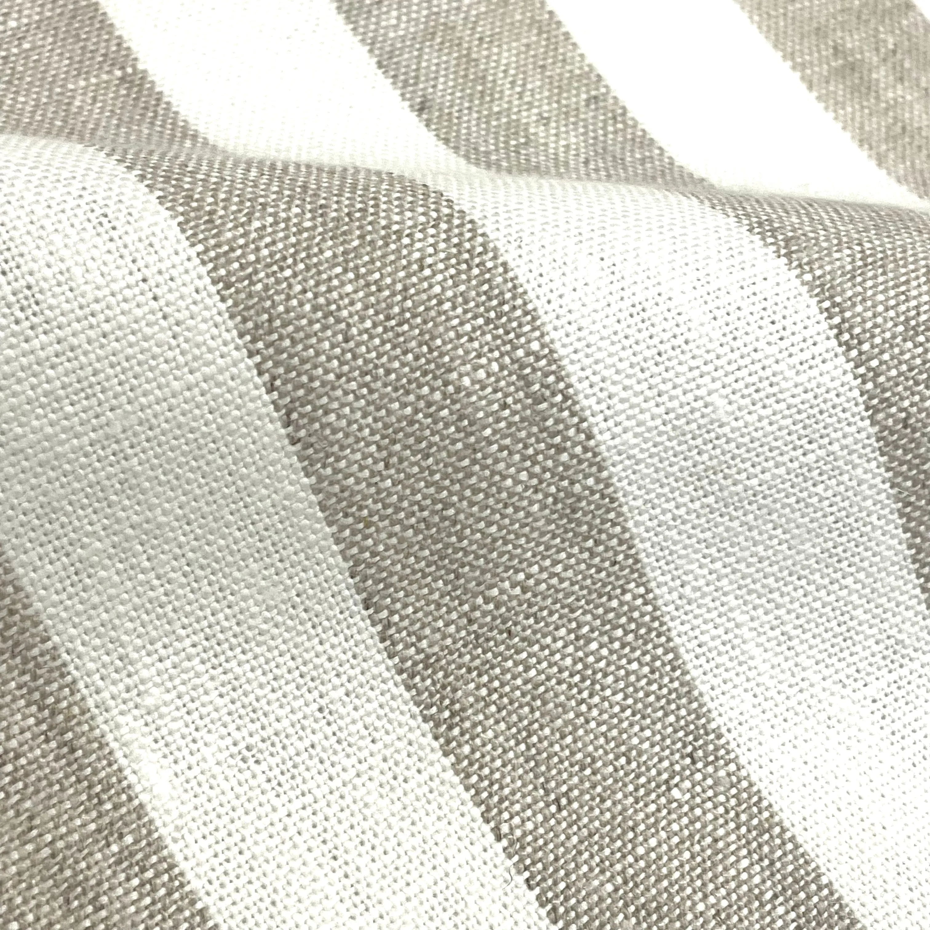 1" Oatmeal Stripe 100% Natural Linen Fabric By The Yard/CL1079