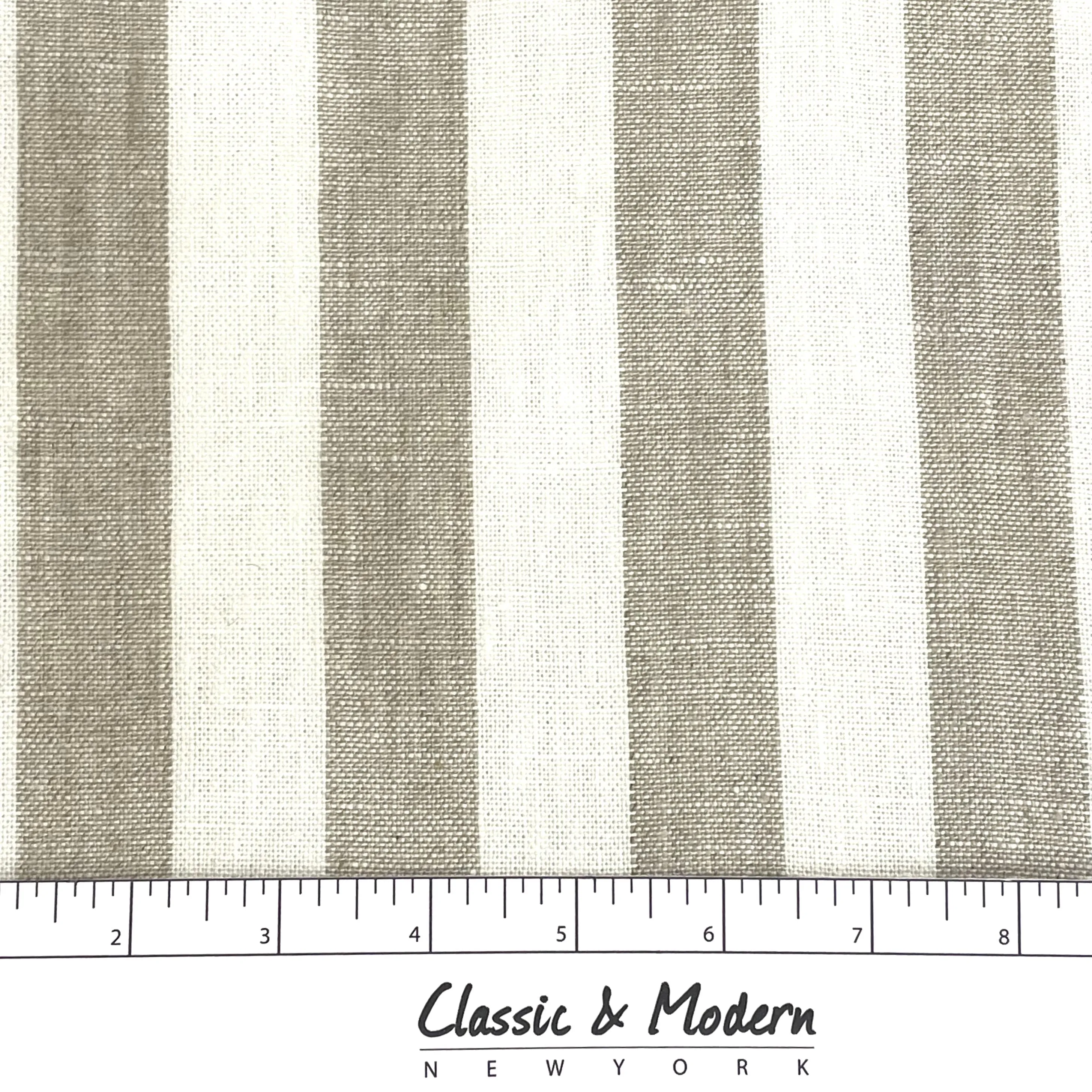 1" Oatmeal Stripe 100% Natural Linen Fabric By The Yard/CL1079