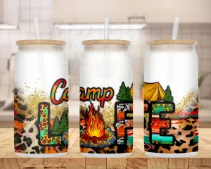 20 oz. Frosted Glass Can for Iced Coffee, Soda, Beer, etc. - Camp Life