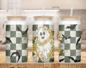 20 oz. Frosted Glass Can for Iced Coffee, Soda, Beer, etc. - Hippie Ghost