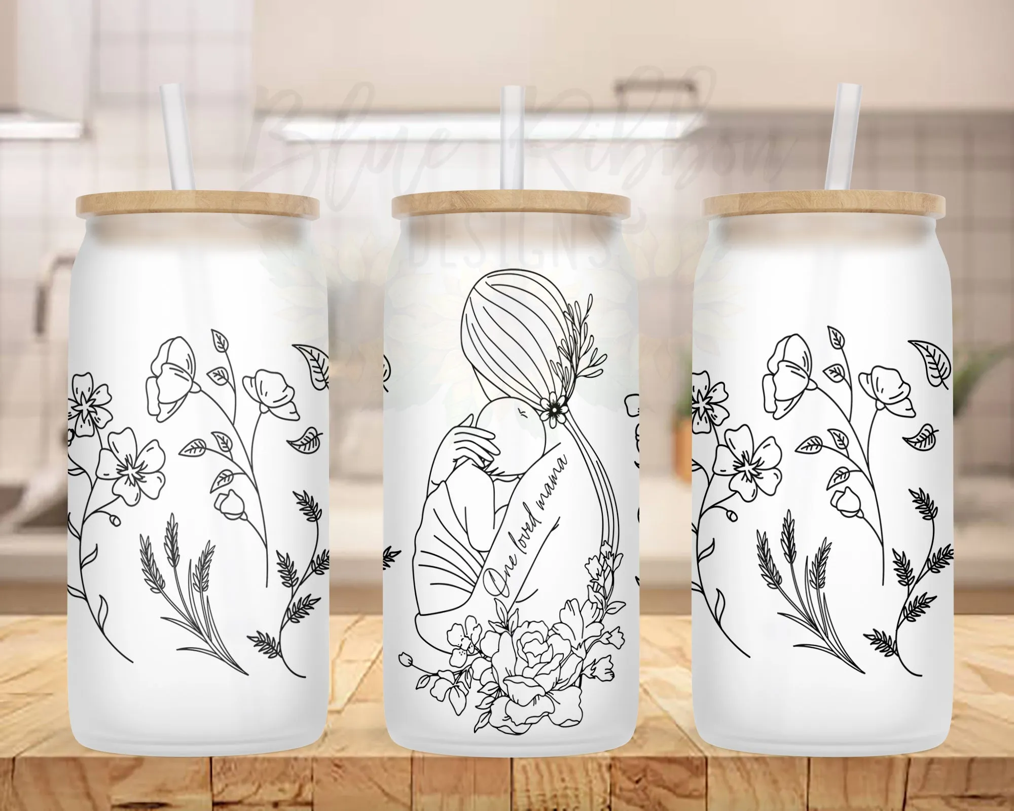 20 oz. Frosted Glass Can for Iced Coffee, Soda, Beer, etc. - One Loved Mama