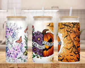 20 oz. Frosted Glass Can for Iced Coffee, Soda, Beer, etc. - Sorta Sweet, Sorta Spooky