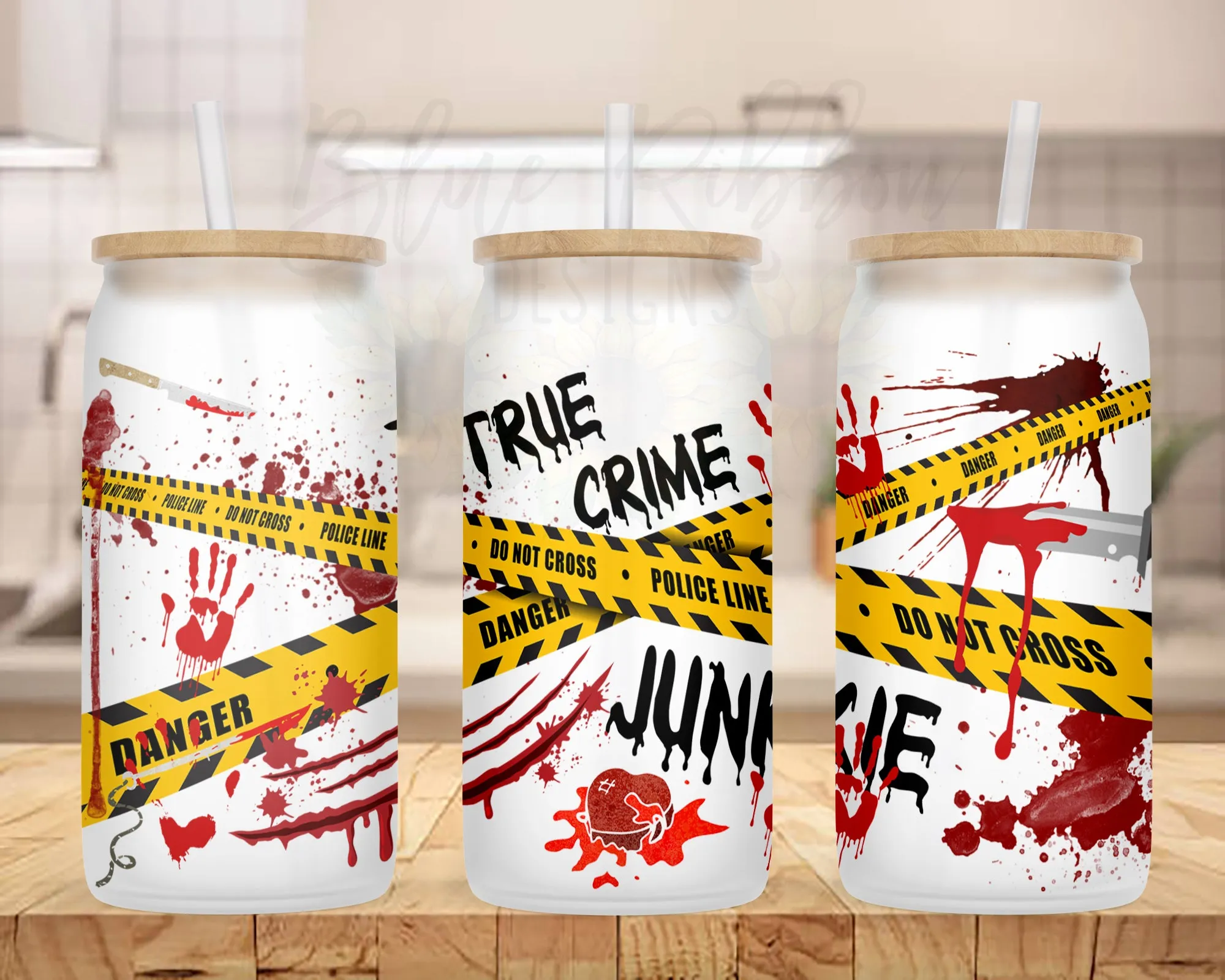 20 oz. Frosted Glass Can for Iced Coffee, Soda, Beer, etc. - True Crime Junkie