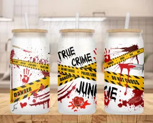 20 oz. Frosted Glass Can for Iced Coffee, Soda, Beer, etc. - True Crime Junkie
