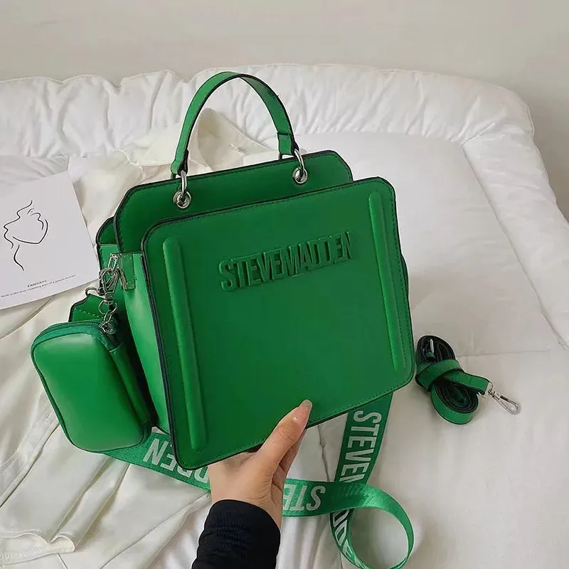 2024 New Trendy Handbags with Popular Lettering, Single Shoulder Bags, Solid Color Crossbody Bags