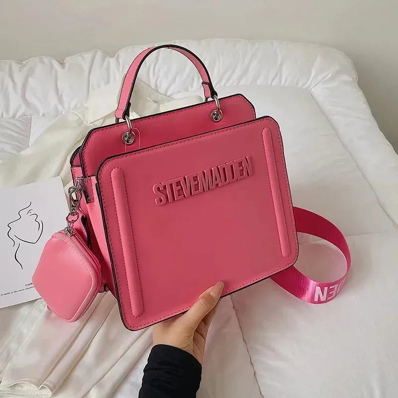2024 New Trendy Handbags with Popular Lettering, Single Shoulder Bags, Solid Color Crossbody Bags