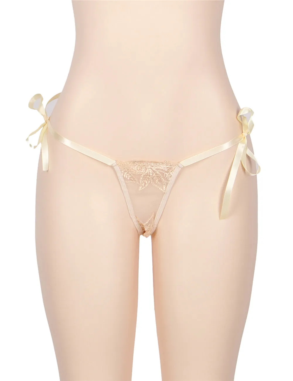 2pcs Apricot Seduce Elegant Babydoll With G-string