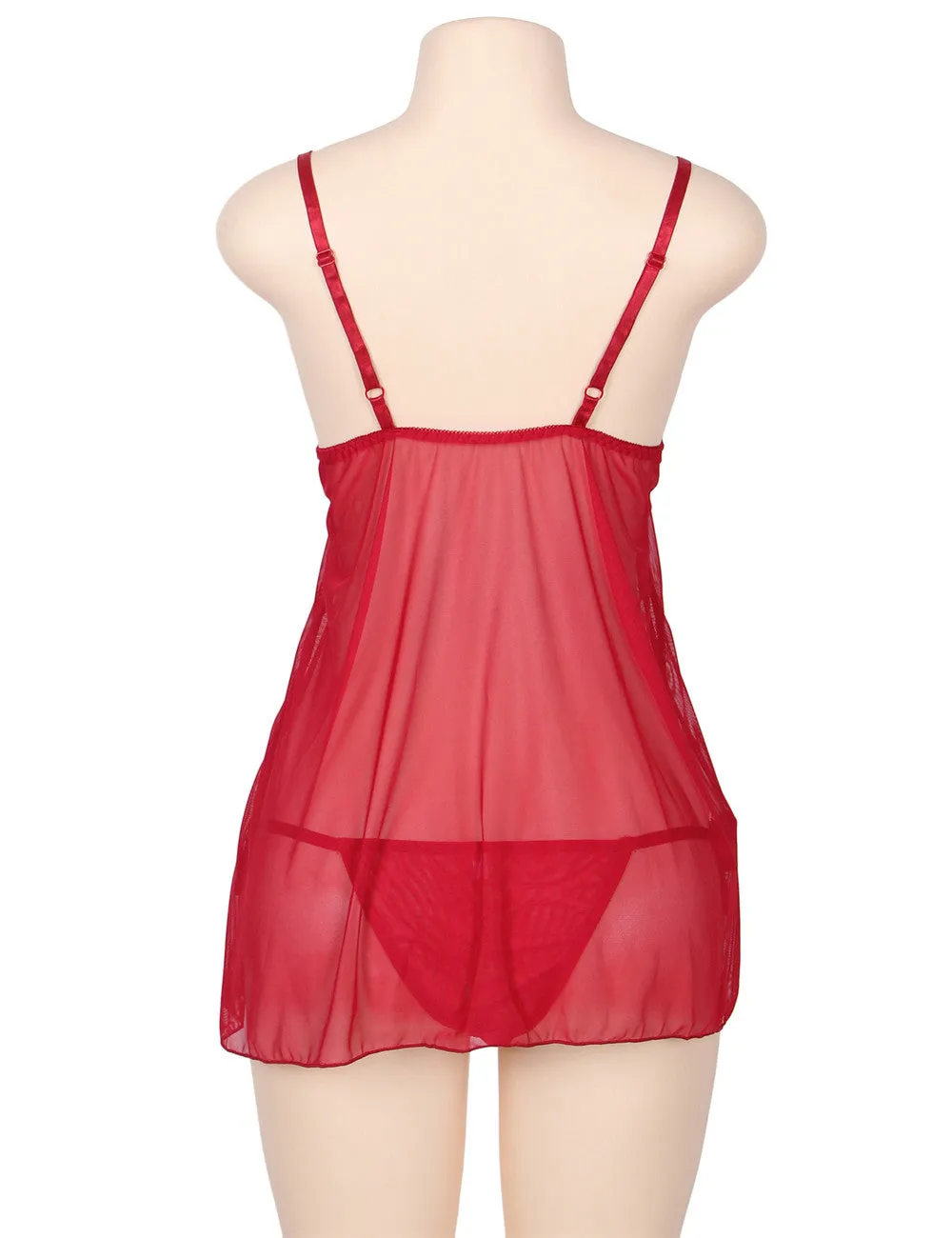 2pcs Apricot Seduce Elegant Babydoll With G-string