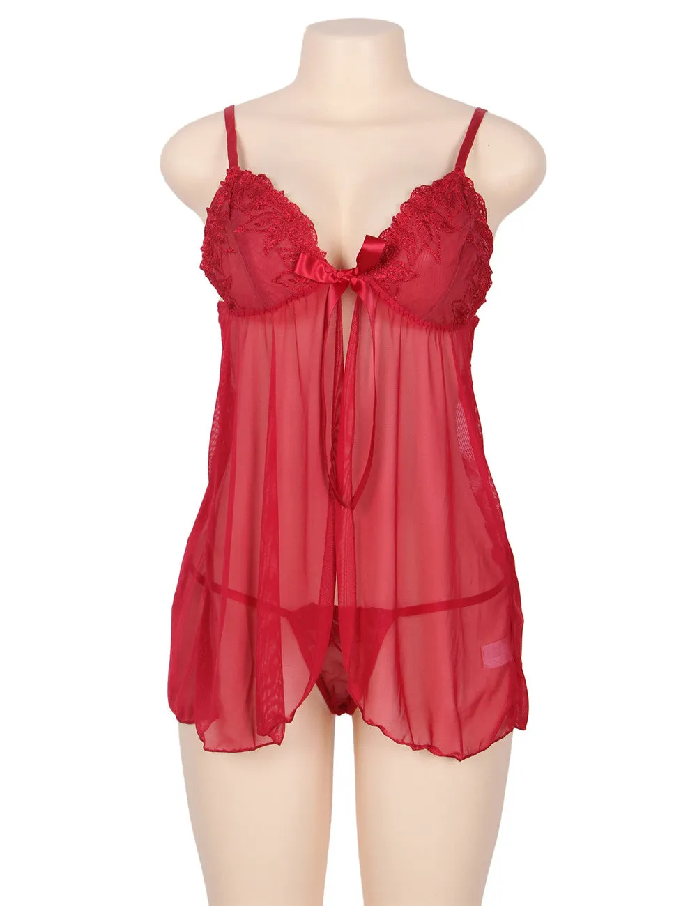 2pcs Apricot Seduce Elegant Babydoll With G-string