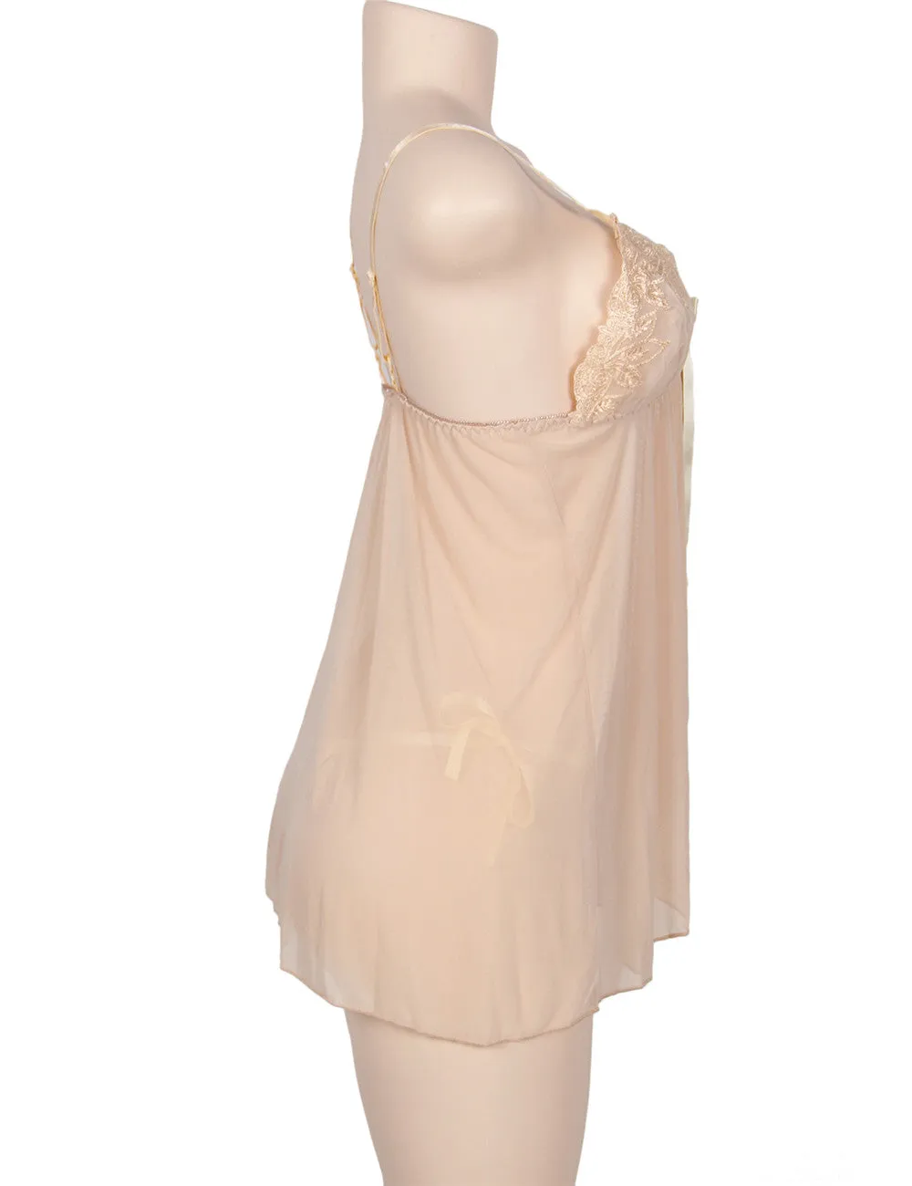 2pcs Apricot Seduce Elegant Babydoll With G-string