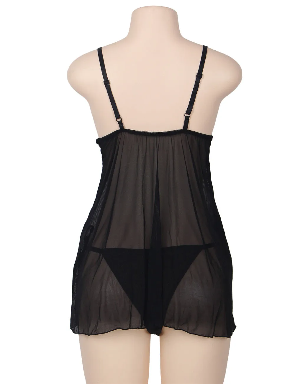 2pcs Apricot Seduce Elegant Babydoll With G-string