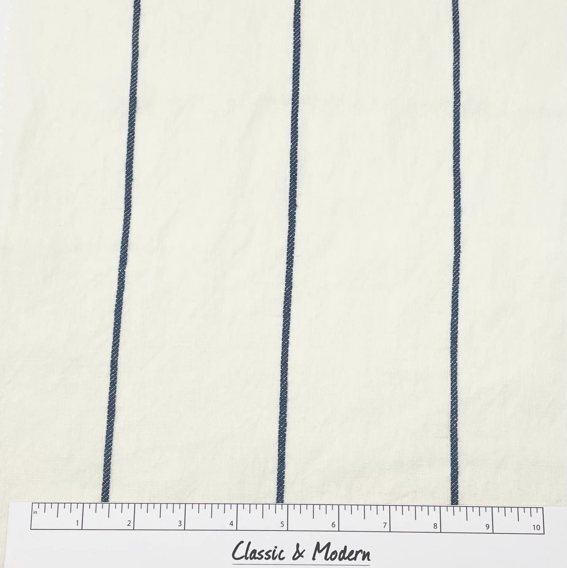 3 1/2" Wide Stripe 100% Natural Linen Fabric By The Yard/CL1003