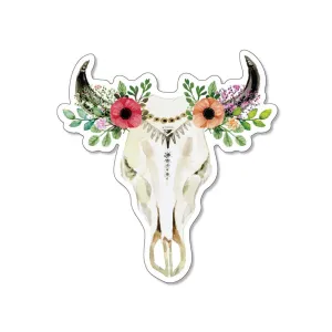 3 inch Floral Steer Head Decal