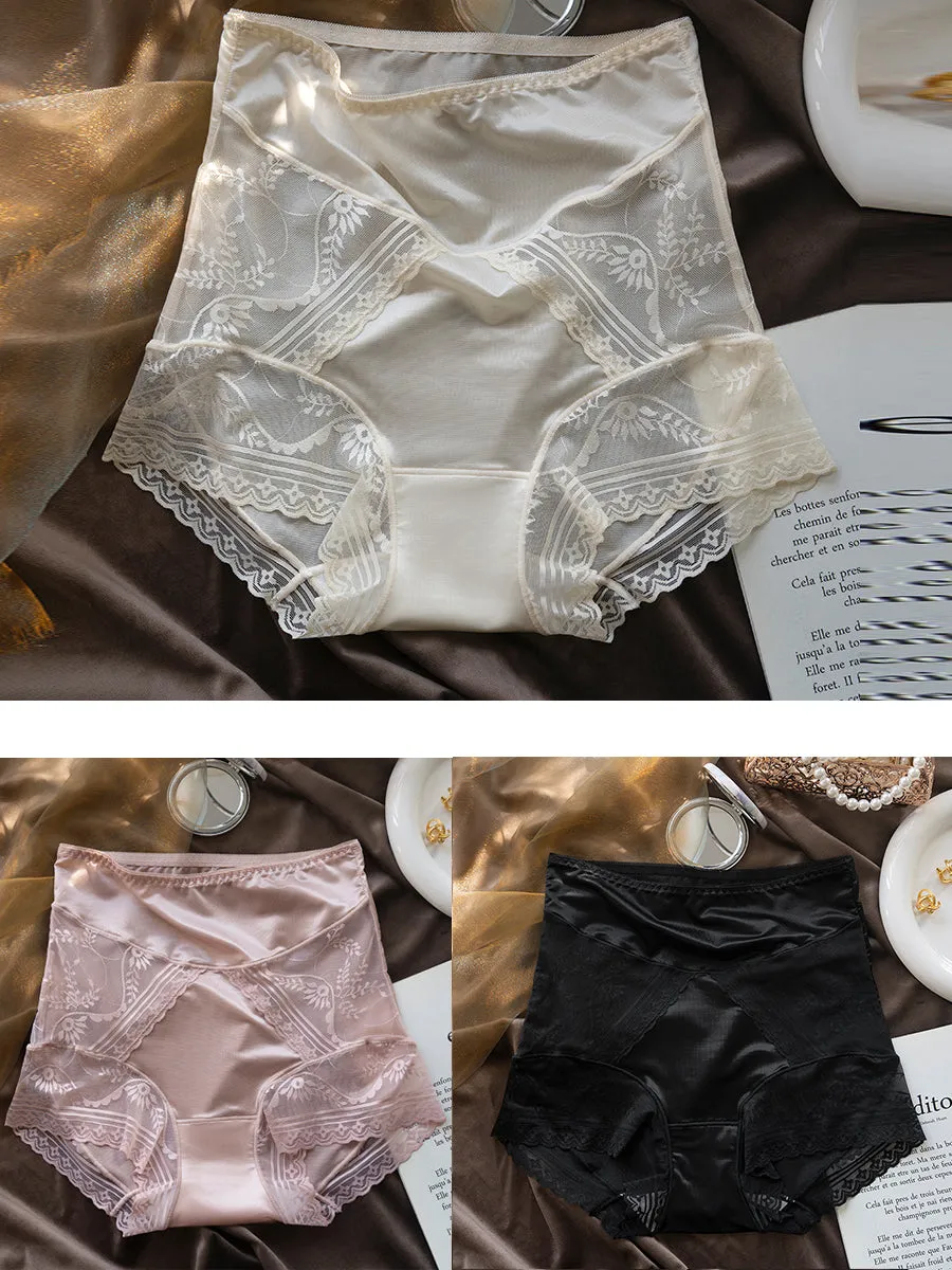 3 Pieces Women Artsy Lace High Waist Underwear