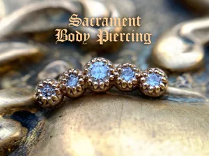 5 gemmed cluster featuring 5 genuine diamonds - threaded