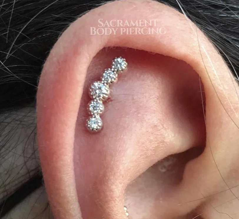5 gemmed cluster featuring 5 genuine diamonds - threaded