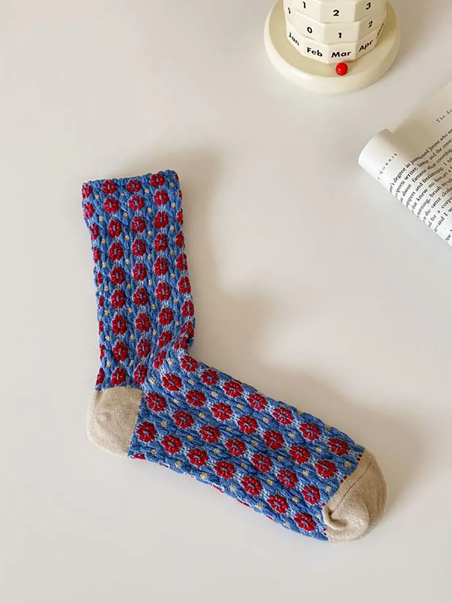 5 Pairs Women Auutmn Artsy Floral Socks