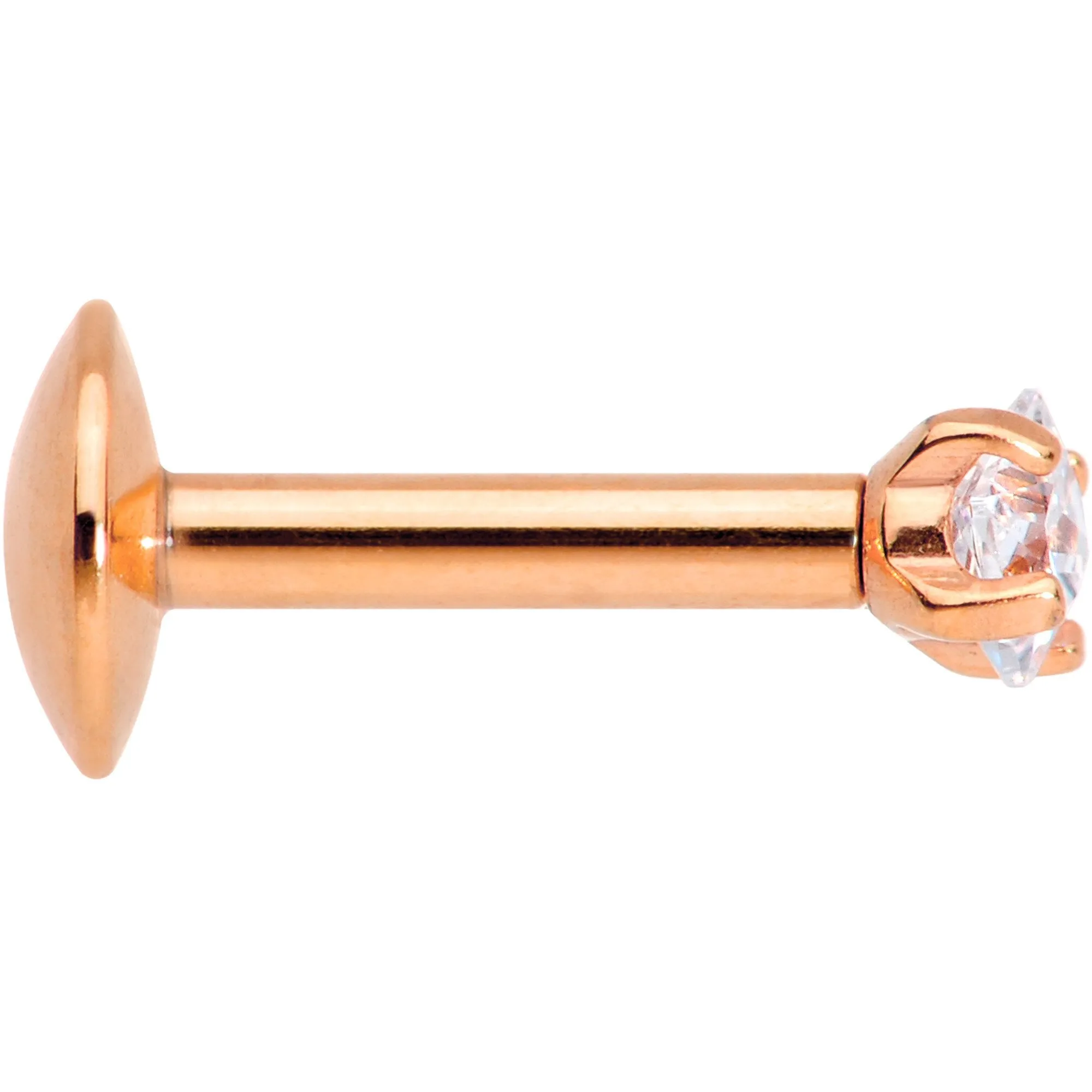 5/16 Clear Square CZ Rose Gold PVD Internally Threaded Labret Monroe
