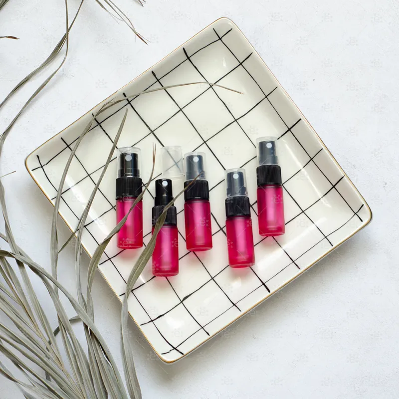 5ml Pink Deluxe Frosted Glass Spray Bottle (5 pack)