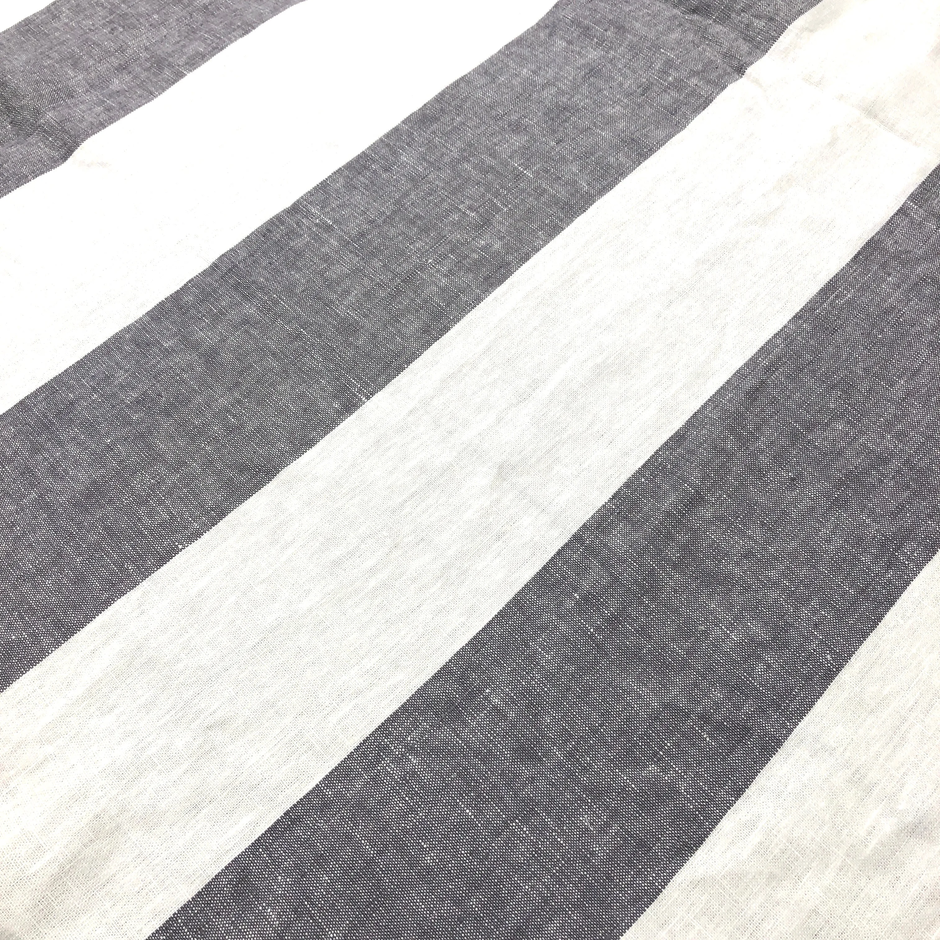 5" Stripe 100% Natural Linen Fabric By The Yard/CL1026