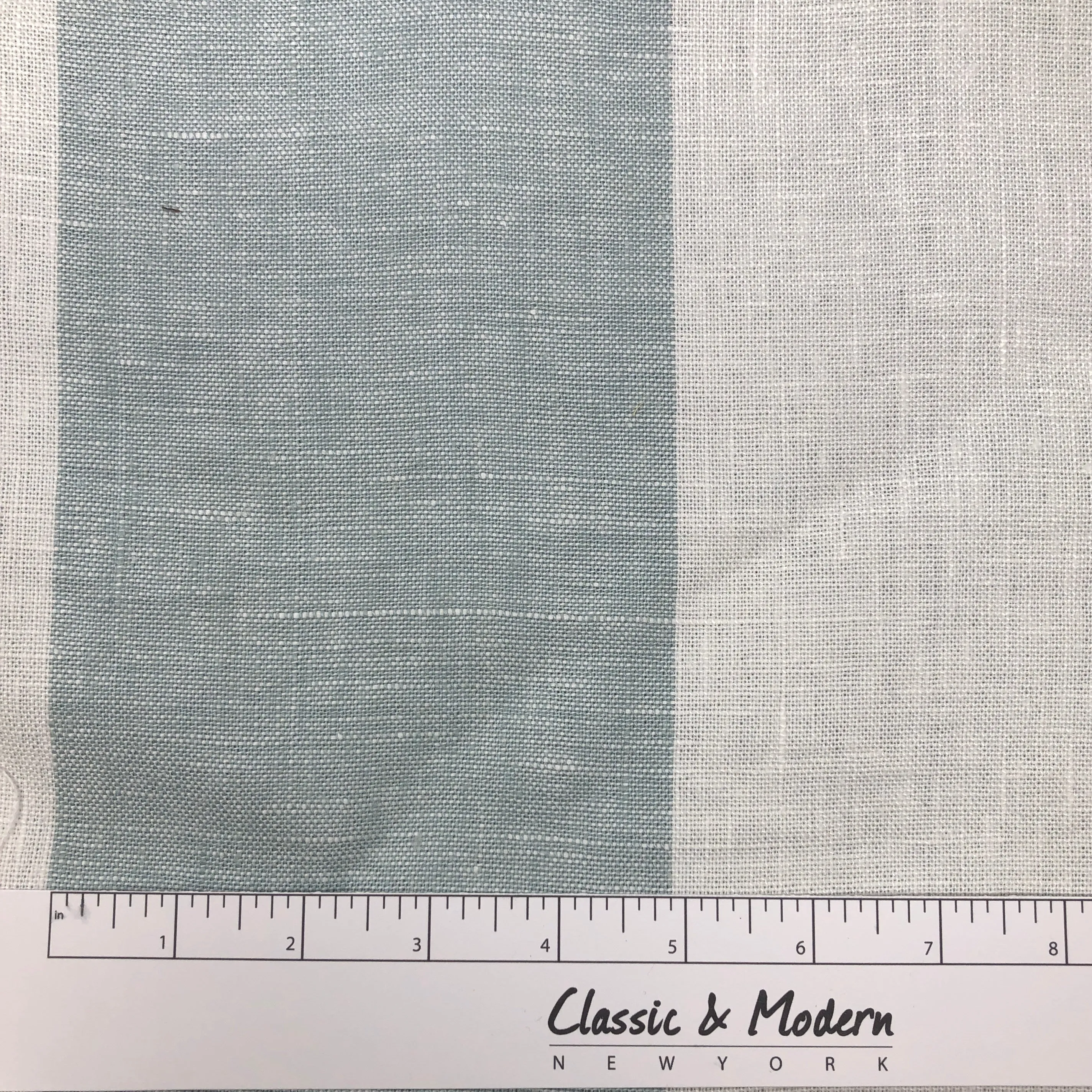 5" Stripe 100% Natural Linen Fabric By The Yard/CL1026