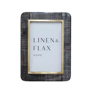 5x7 Hand-Carved Horn and Brass Picture Frame