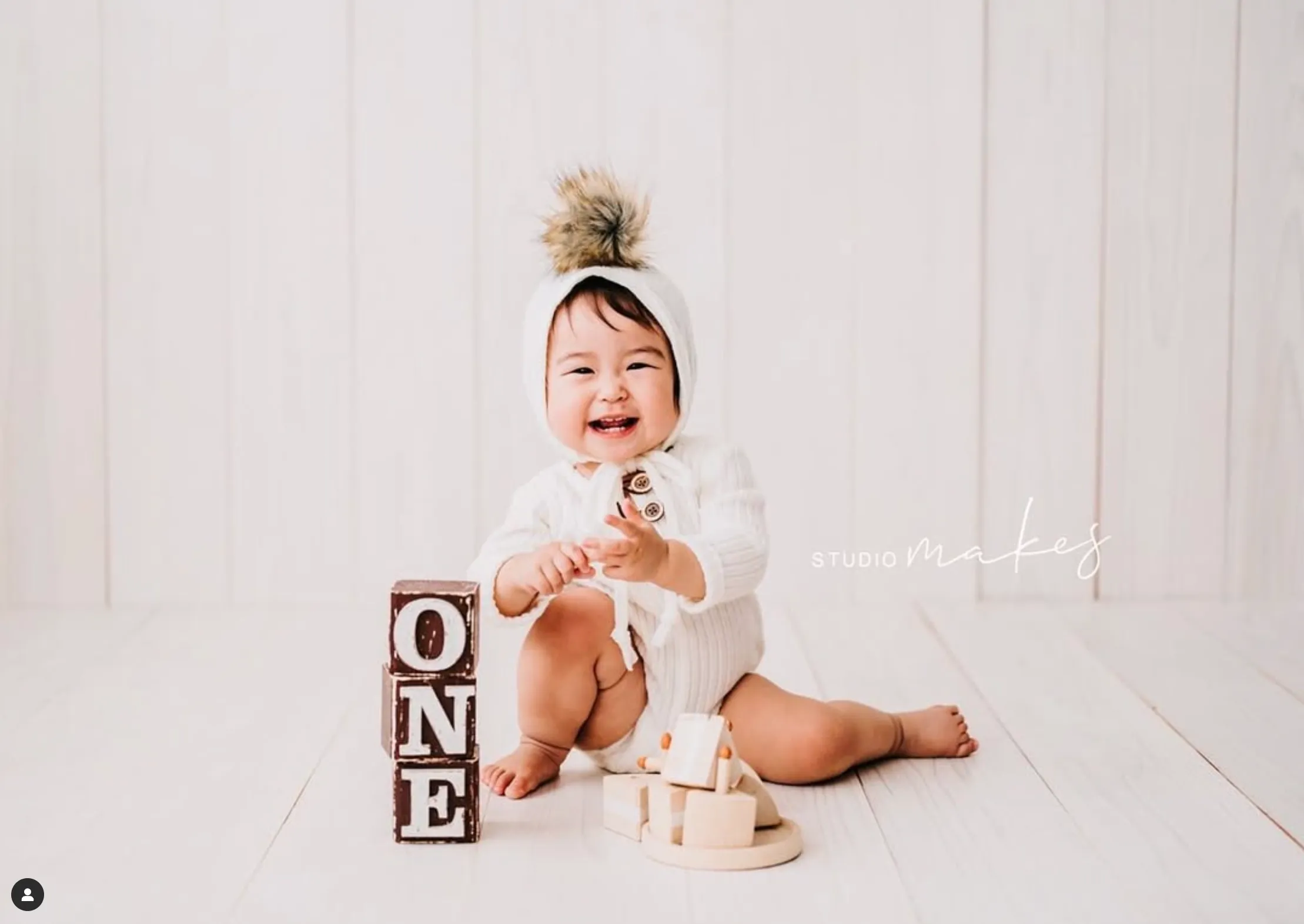 6-12 size romper and bonnet, cream, fur pom pom, made to order