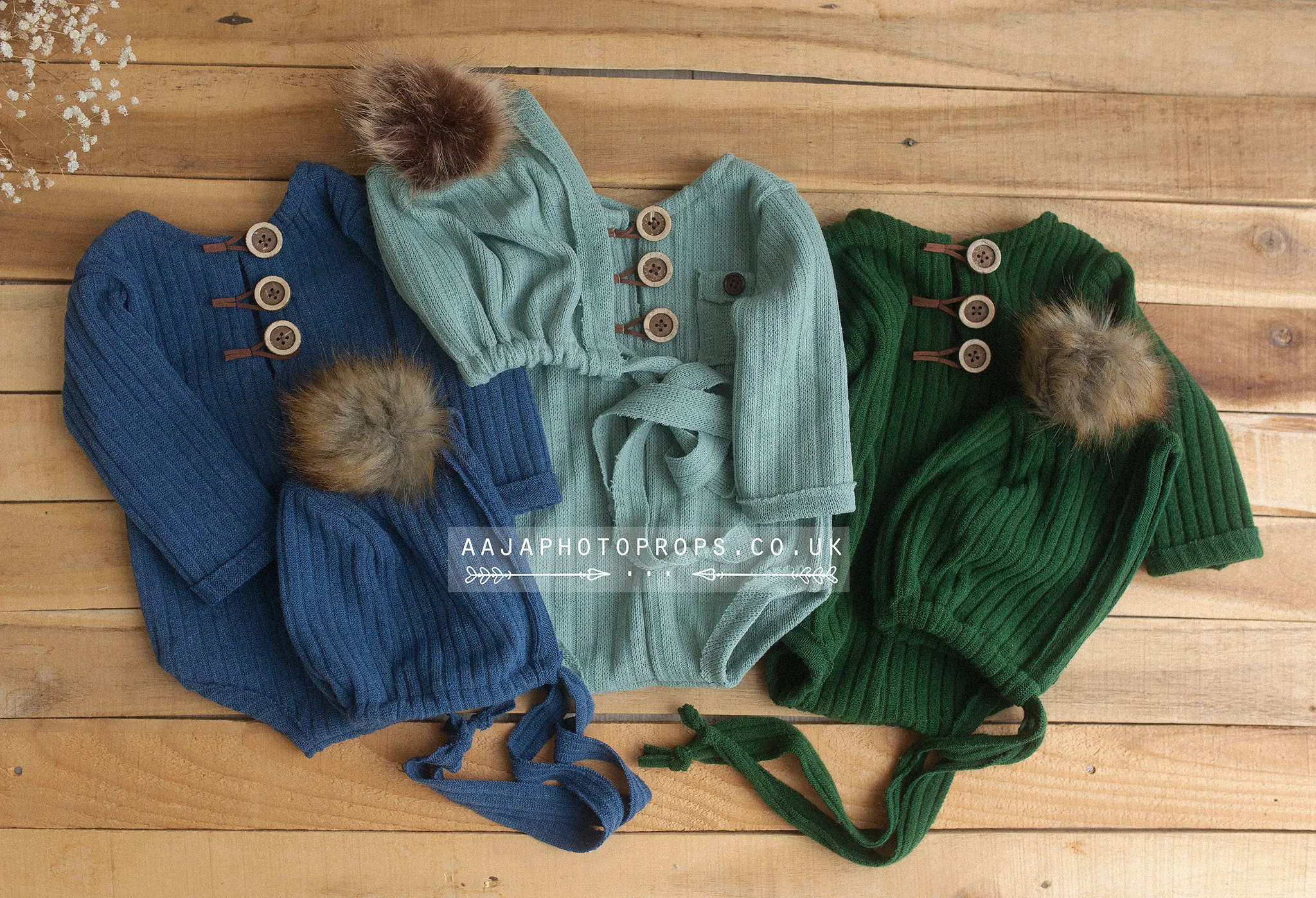 6-12 size romper and bonnet, cream, fur pom pom, made to order
