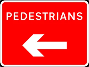 600x450mm Pedestrians with Arrow Left - 7018 - Rigid Plastic