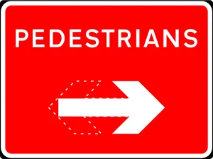 600x450mm Pedestrians with Movable Arrow - 7018 - Rigid Plastic