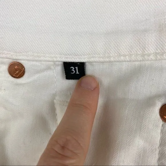 7 For All Mankind High Rise Cut-Off Jean Shorts White Size 31 NWT