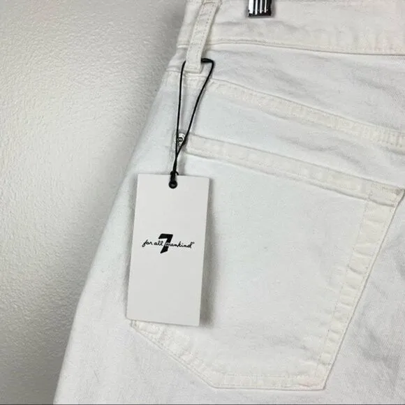 7 For All Mankind High Rise Cut-Off Jean Shorts White Size 31 NWT