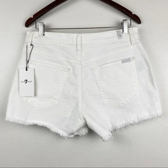 7 For All Mankind High Rise Cut-Off Jean Shorts White Size 31 NWT