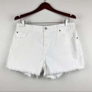 7 For All Mankind High Rise Cut-Off Jean Shorts White Size 31 NWT