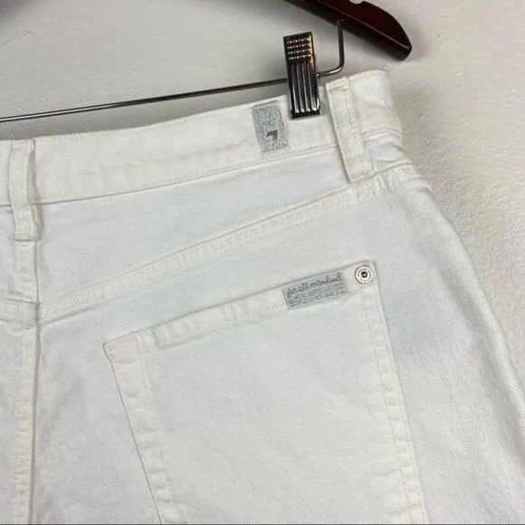 7 For All Mankind High Rise Cut-Off Jean Shorts White Size 31 NWT
