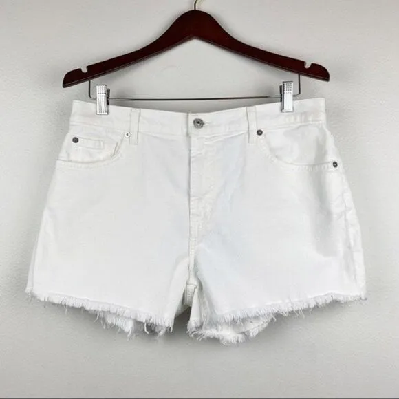 7 For All Mankind High Rise Cut-Off Jean Shorts White Size 31 NWT