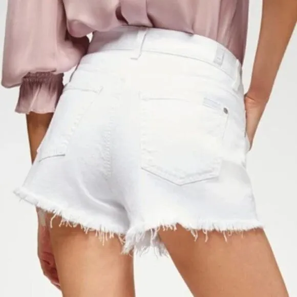 7 For All Mankind High Rise Cut-Off Jean Shorts White Size 31 NWT