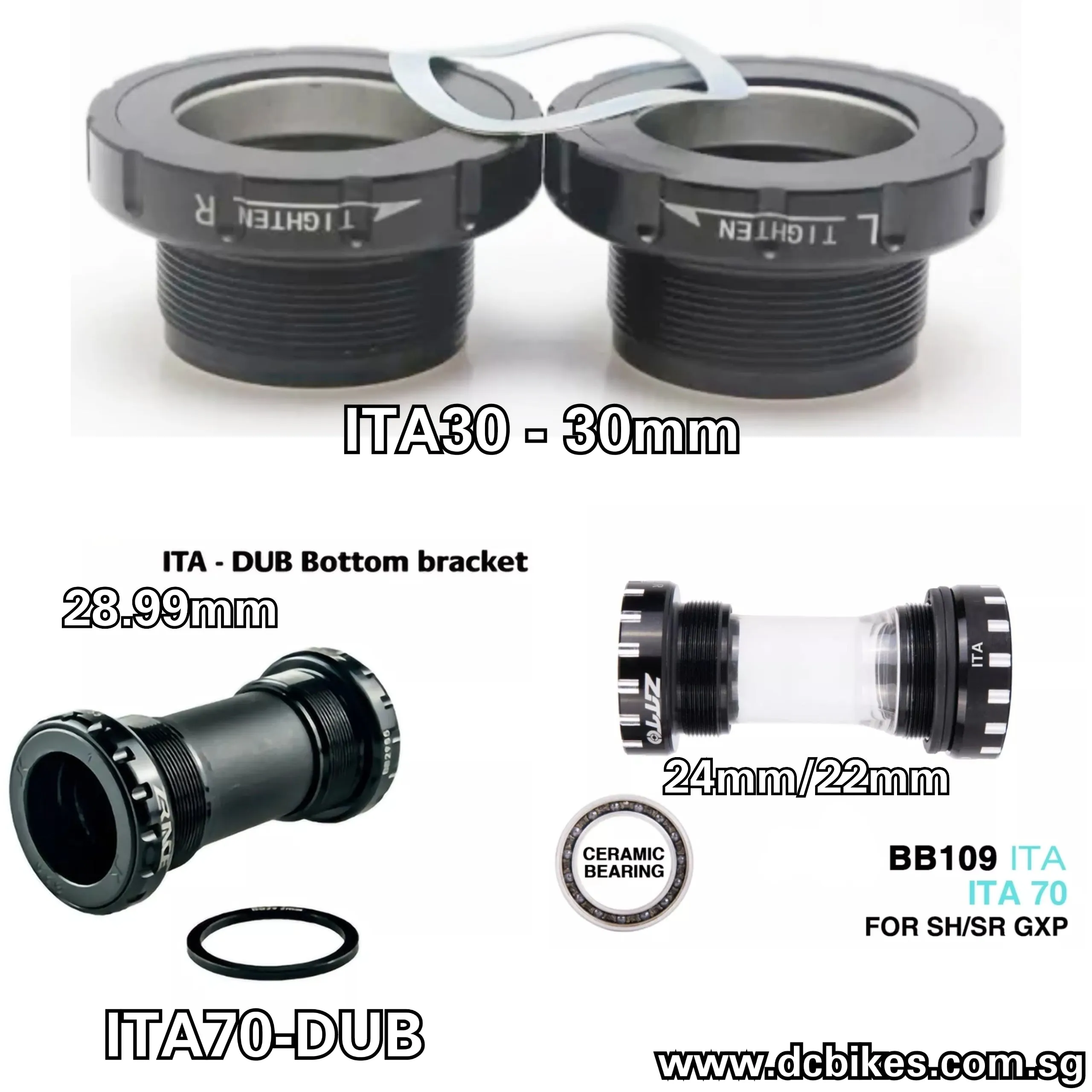 70mm Italian ITA70 Threaded Bottom Bracket BB For Shimano 24mm/22mm GXP Sram 28.99mm Dub 30mm Crank