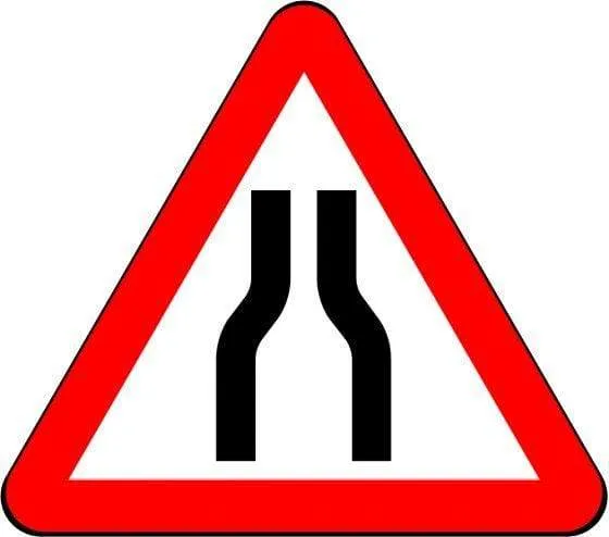 750mm Triangle - Road Narrows on Both Sides Ahead - 516 - Rigid Plastic