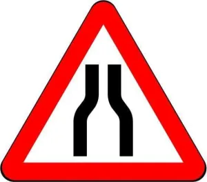 750mm Triangle - Road Narrows on Both Sides Ahead - 516 - Rigid Plastic