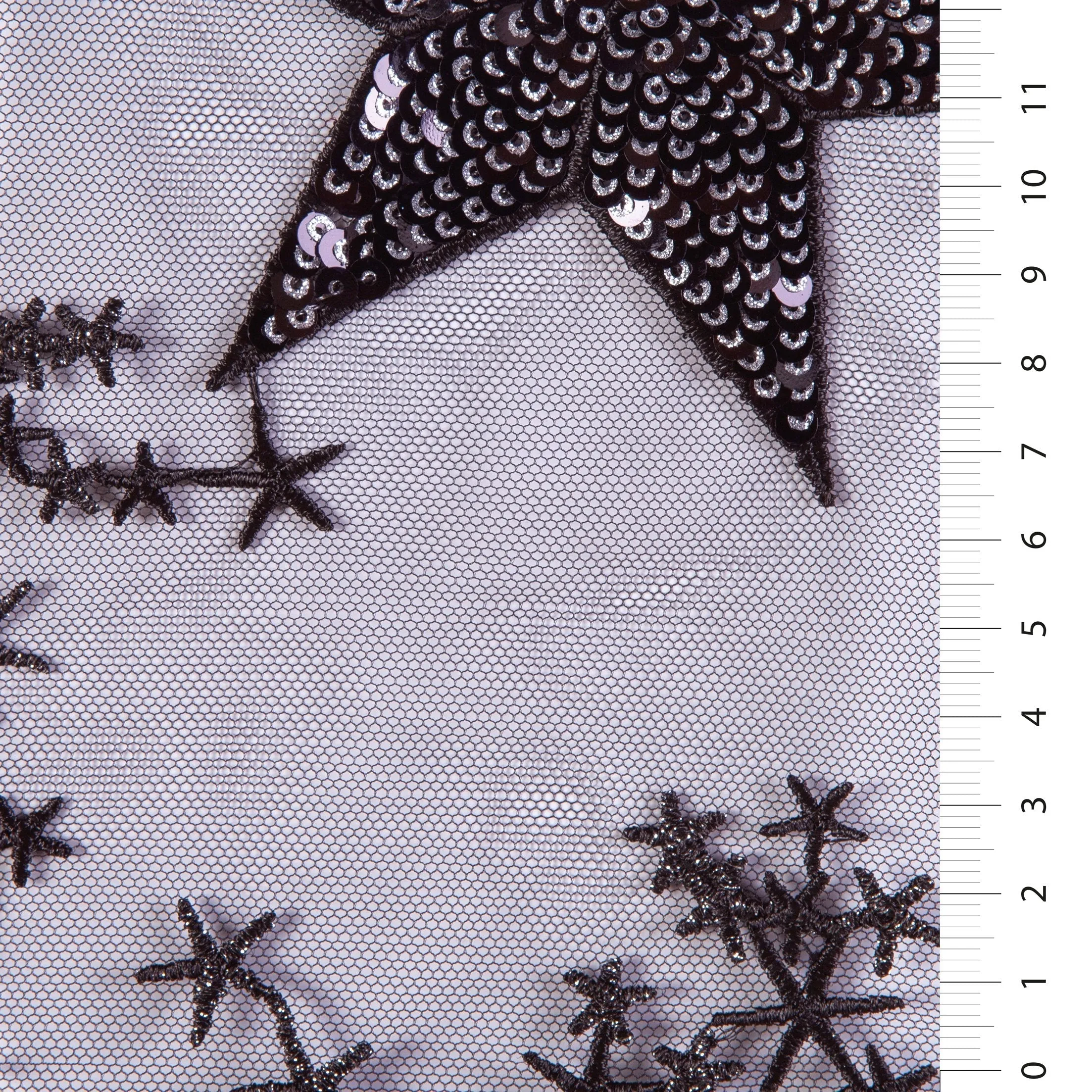 80's Disco Style Shiny Star Sequin Embroidered Fabric