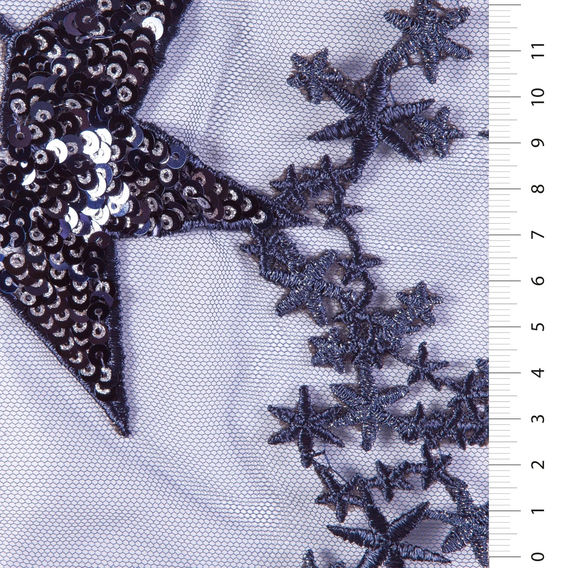 80's Disco Style Shiny Star Sequin Embroidered Fabric