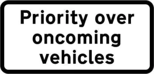 870x360mm Supplementary Plate - Priority over oncoming vehicles- 811.1 - Rigid Plastic