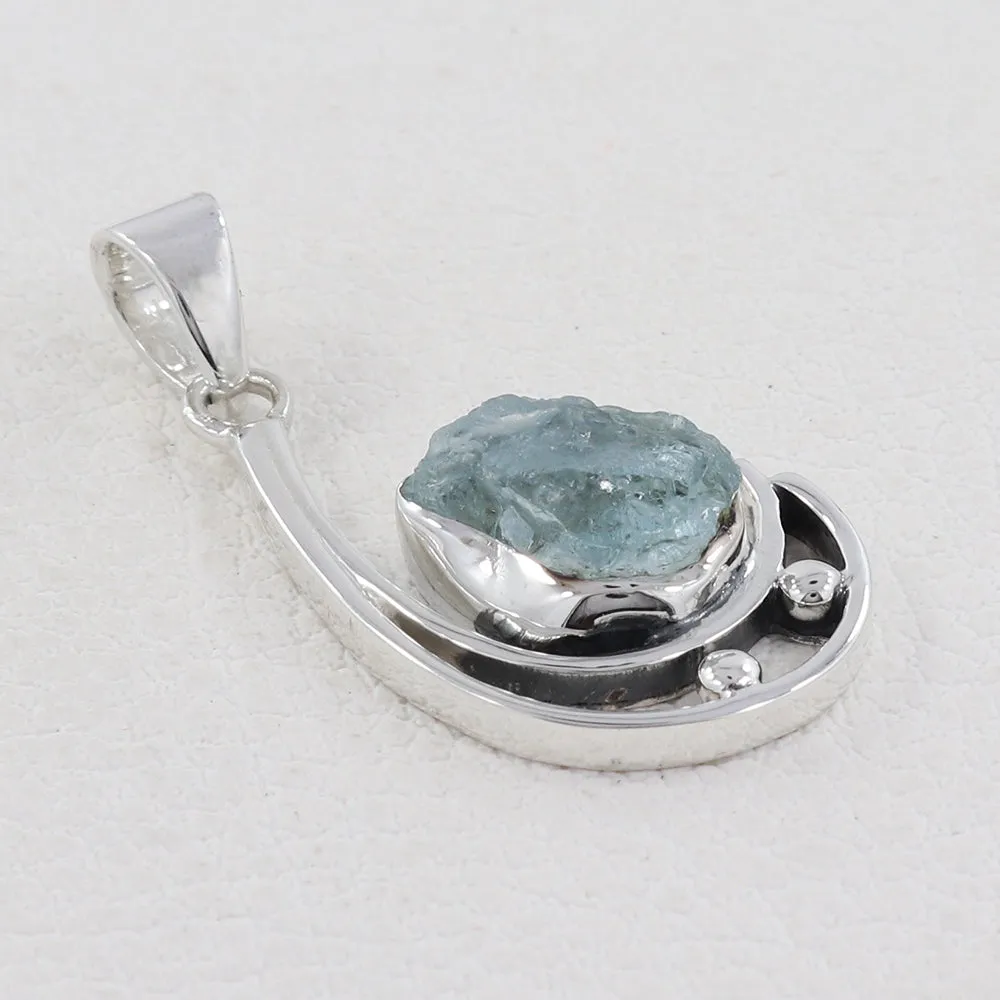 925 Silver Aquamarine Unique Pendant