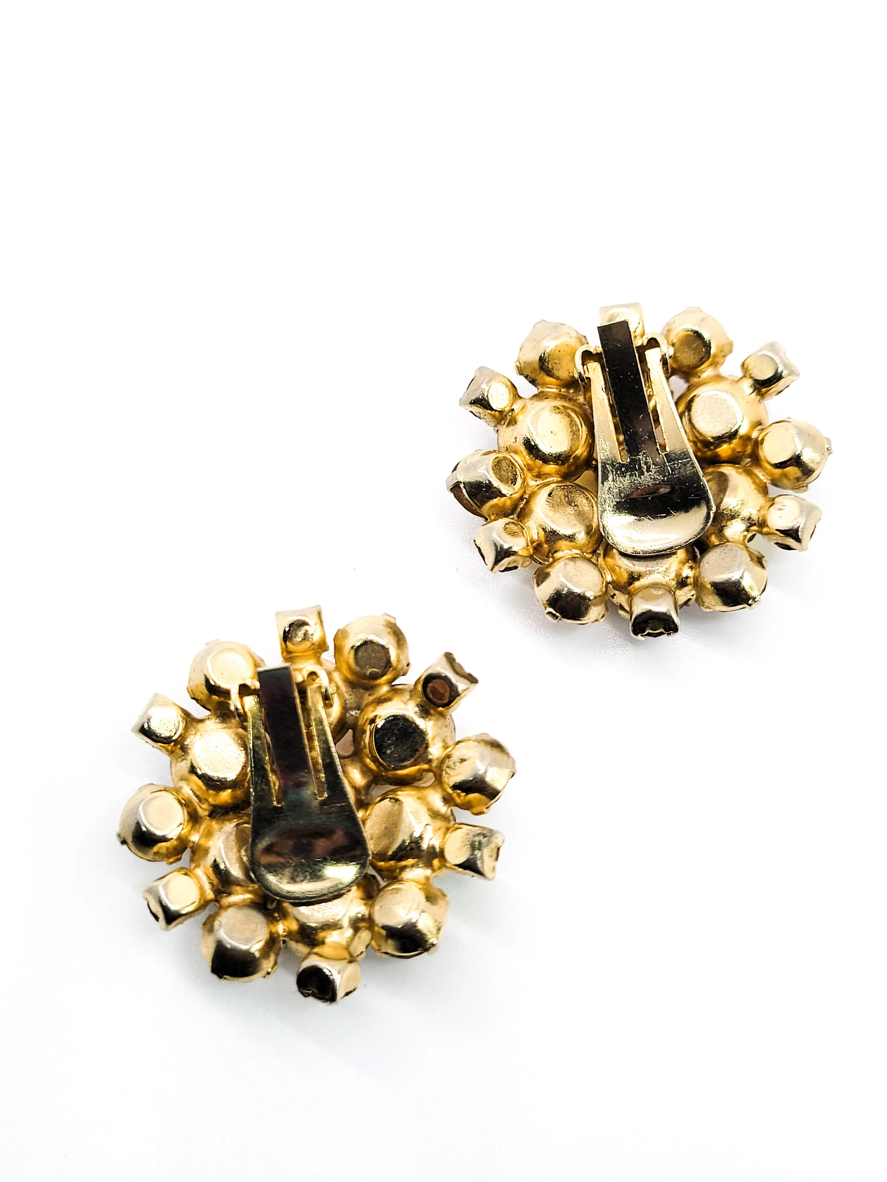 A Autumn Topaz amber Aurora Borealis Jelly belly frosted rhinestone earrings